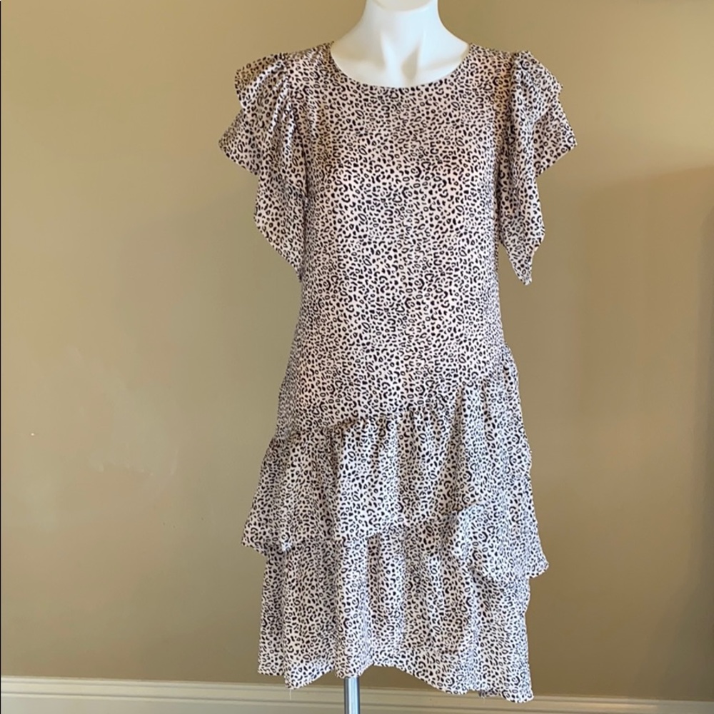 Who What Wear Leopard Print Ruffle Dress